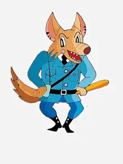拿警棍的狼警察免抠素材_新图网 https://ixintu.com 免抠 卡通 插画 素材