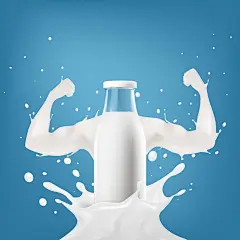 矢量逼真透明透明奶瓶广告模板