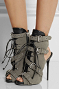 edgy giuseppe zanotti army-green cutout boots with laces, buckles and black details. #shoeporn I WANT THEM NOW!!!!!: