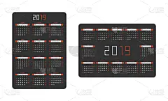2019,口袋,日历,九月,进出港显示牌,商务,十月,月,一月,模板