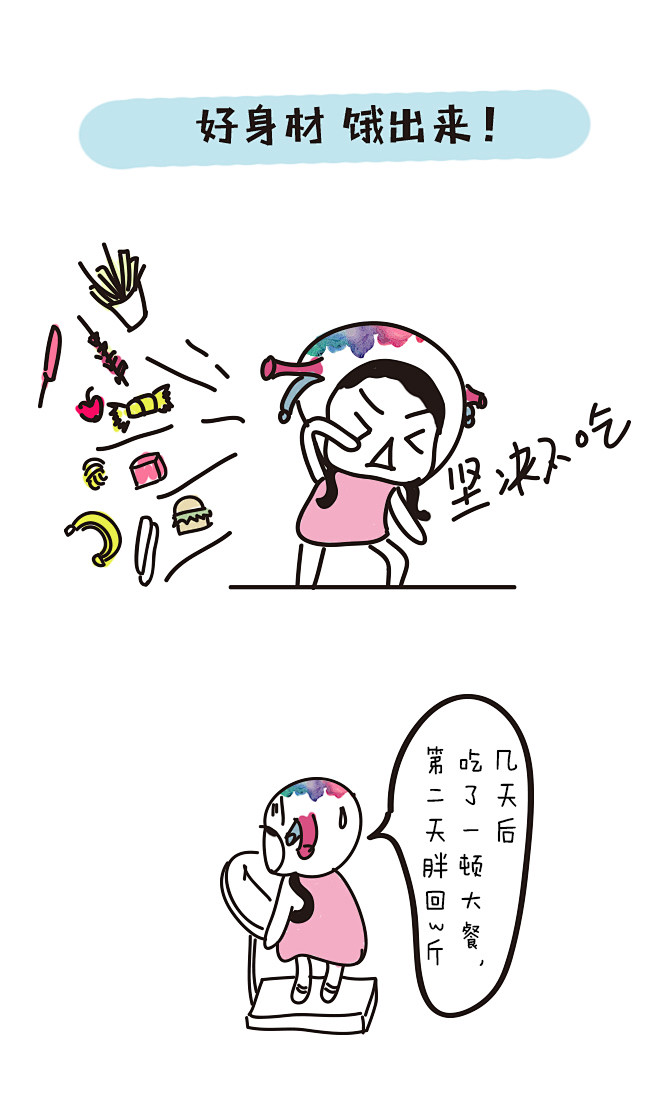 节食图片_简笔漫画长图练习图片素材-花瓣网