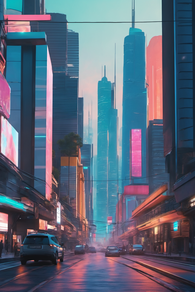 科学智能化梦幻赛博朋克风都市城市插画图片-花瓣网