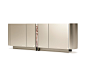 DYNASTY : dynasty | novelties - Sideboard in titanium (M11) lacquered wood. Top and insert in glass with artistic decorative printing in colours Cotopaxi (CYM6) or Orobico (CYM7). Internal clear glass shelves.