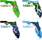  设置传染媒介佛罗里达-与箭鱼大西洋旗鱼、伟大蓝色的苍鹭的巢、美洲狮美洲狮或者美洲狮，alli的美国州地图 库存例证