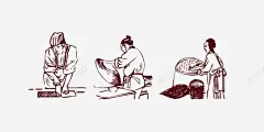 中国古代做饭人物画像 平面电商 创意素材