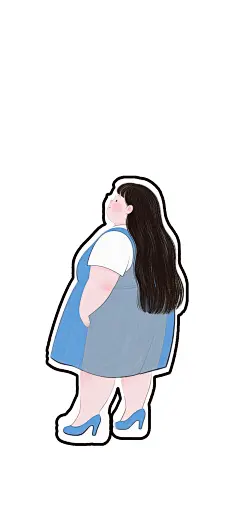治愈系扁平插画胖女孩