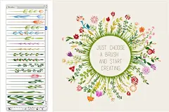 矢量插画花卉植物设计素材 100 Colorful botanical brushes-设计元素-美工云(meigongyun.com)