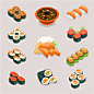 餐厅食品日本料理寿司卷米饭海鲜包装图形AI矢量设计元素 (6)