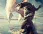 General 1280x1024 digital art dragon sky Mount Hood