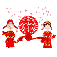 卡通中式婚礼新人中式古典中国风人物婚庆