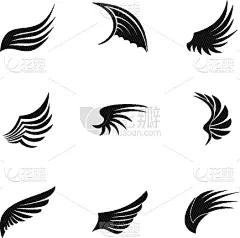 翅膀,计算机图标,数字9,碎纸,巨大的,小的,鸟类,矢量,收集,绘制