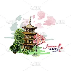 亚洲,地形,贺卡,烟灰墨,传统,红色,季节,建造