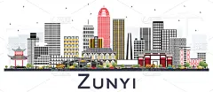 城市天际线,遵义,建筑外部,灰色,贵州省,旅途,商务,云,鸟类