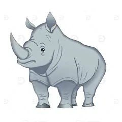 卡通手绘写实风犀牛动物形象免抠元素高清模板免费下载-趣麦麦图