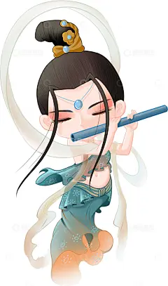 手绘Q版敦煌乐女高清模板免费下载-趣麦麦图
