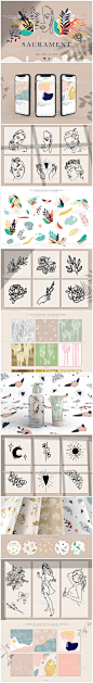AI0811#时尚简笔画夏天促销文艺纹样花卉植物人物AI设计素材-淘宝网