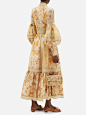 Tempo Spliced floral-print linen-blend midi dress | Zimmermann : Zimmermann's yellow floral-print Tempo Spliced dress is part of the enchanting Concert collection, inspired by the playful escapism of the Australian music programme Countdown. It's made fro