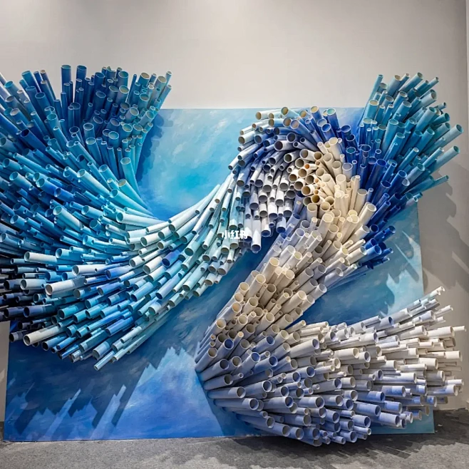 实物画 巨浪 装置艺术 展厅软装设计