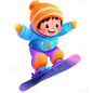 健身系列插画感儿童滑雪元素