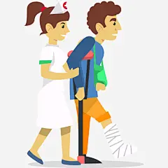 手绘卡通人物护士扶着病人_新图网 https://ixintu.com 医院PPT设计 医患 卡通人物 轮椅 病人 康复 护士 脚部受伤 拐杖
