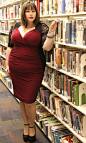 Gorgeous! @Amber McCulloch of the blog Style Plus Curves is channeling her inner sexy librarian in the curve hugging Plus Size Valentina Illusion Dress.  It's no illusion that she looks AH-MAZING! #KiyonnaPlusYou #Kiyonna #plussize