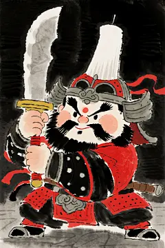 钟馗中元节传统人物中国风水墨插画设计