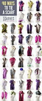 Adding a scarf is one of the easiest way to make an outfit chic! This tutorial shows 40 creative ways to wear a scarf.