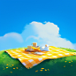 A picnic blanket, unoccupied