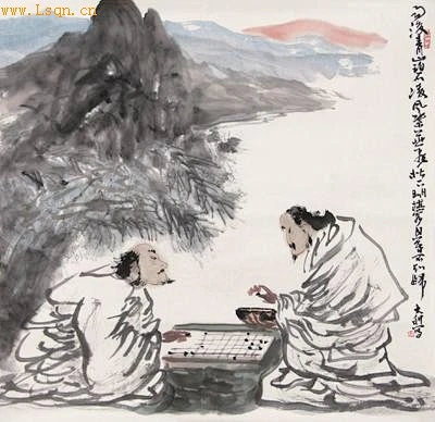 古代围棋对弈图-花瓣网
