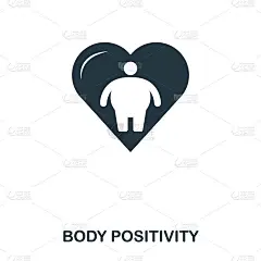 身体积极的图标。移动应用程序，打印，网站图标。简单元素唱歌。单色身体积极性图标插图。