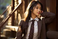学院风可爱女学生毕业写真