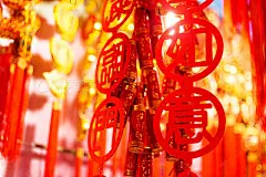 red fireworks and lanterns
