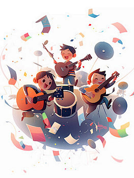 培训招生插画风格音乐班招生的场景