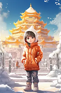 AI数字艺术哈尔滨东北冬季游学旅游插画