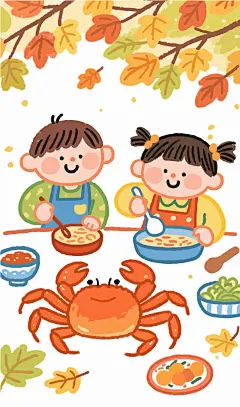 卡通秋季美味大闸蟹
