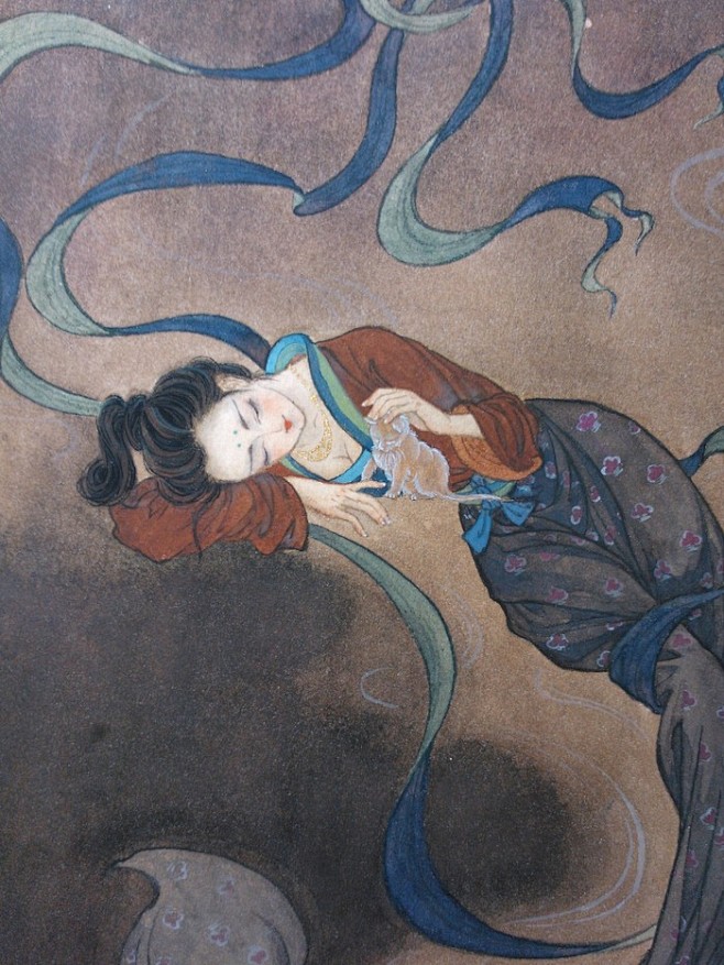 山中有猫-南山归鱼_水彩,手绘,插画,古...