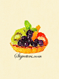 我又烹饪了。手绘水彩插画--食物系列---水果---蛋糕甜点糕点--猕猴桃薄荷蓝莓橘子蛋挞
