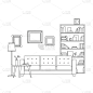 线条,起居室,室内,计划书,照明设备,地板,蓝图,图书馆,壁纸,复古风格