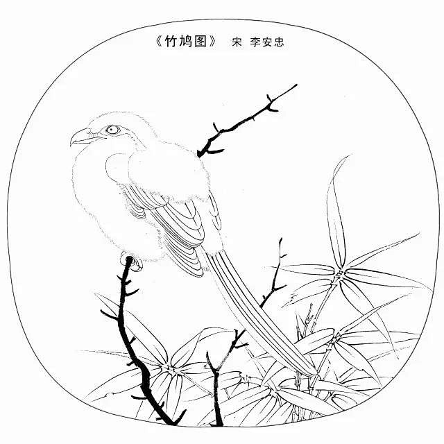 宋代花鸟小品白描图