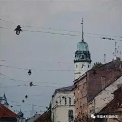 #线之情文化##手绘天地# 街道是故事发生的地方，白天有行色匆匆的路人，晚上是在月光或是路灯下，光影绰绰的迷离美，这些都被热衷于描绘街道的艺术家，Aleksander Kowalik
捕捉到，自己的画布中…… ​​​​