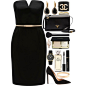 A fashion look from December 2014 featuring black strapless dress, black pointed-toe pumps and patent leather handbags. Browse and shop related looks.