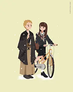 四季变换，人来人往。插画商业插画饭太稀Fan - 原创作品 -  