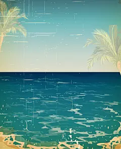 卡通插画椰树大海旅游海报背景矢量图平面广告 旅行社 设计图片 免费下载 页面网页 平面电商 创意素材