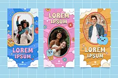 10款含字体90复古浪漫卡通可爱趣味表情包贴纸矢量AI插画设计素材-淘宝网