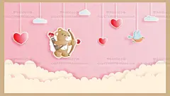 可爱卡通情人节扁平插画心形爱心七夕小熊兔子贺卡手账VI矢量素材-淘宝网