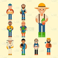 农民素质男子农业人行业农村园丁工人农业人矢量插画.