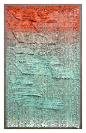 Jan Albers，holestrOke burnSmallfireS，2012，纸上喷漆和徽章，94.48 x 59.05 x 5.12 英寸
