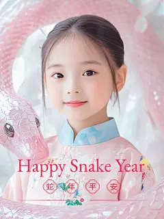 春节蛇年人像写真晒照小红书封面aigc