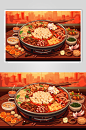 AI数字艺术火锅美食插画-众图网