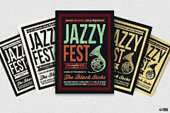 爵士音乐派对海报传单PSD模板 Jazzy-Fest-Flyer-Template-V3 #1542176-平面素材-@美工云(meigongyun.com)
